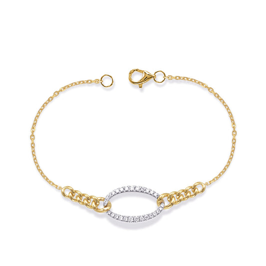 This Bracelet is available in 14K Yellow & White Gold. There are a total of 28 stones. There are Round with a total carat weight of 0.24 set in a Micro Prong setting.
