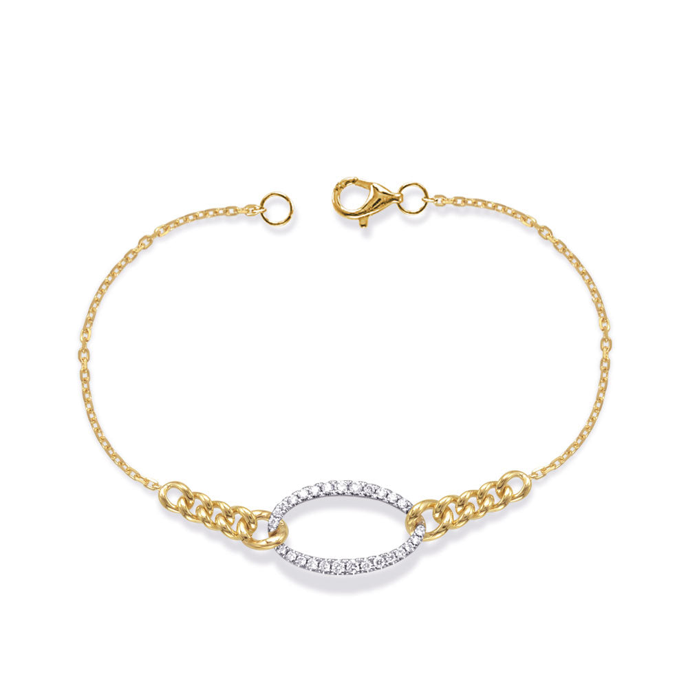 This Bracelet is available in 14K Yellow & White Gold. There are a total of 28 stones. There are Round with a total carat weight of 0.24 set in a Micro Prong setting.