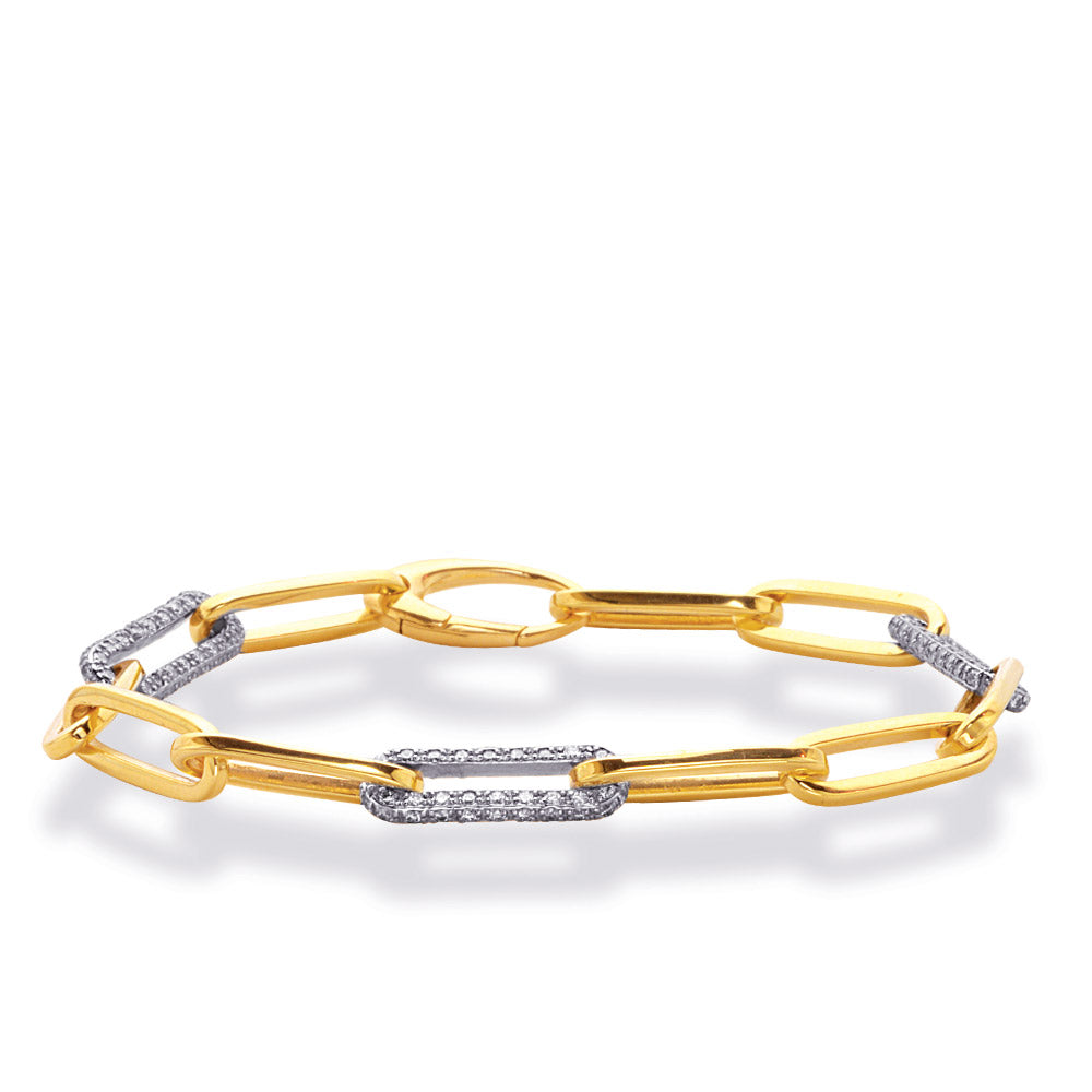 This Bracelet is available in 14K Yellow & White Gold. There are a total of 189 stones. There are Round with a total carat weight of 1.48 set in a Micro Prong setting.