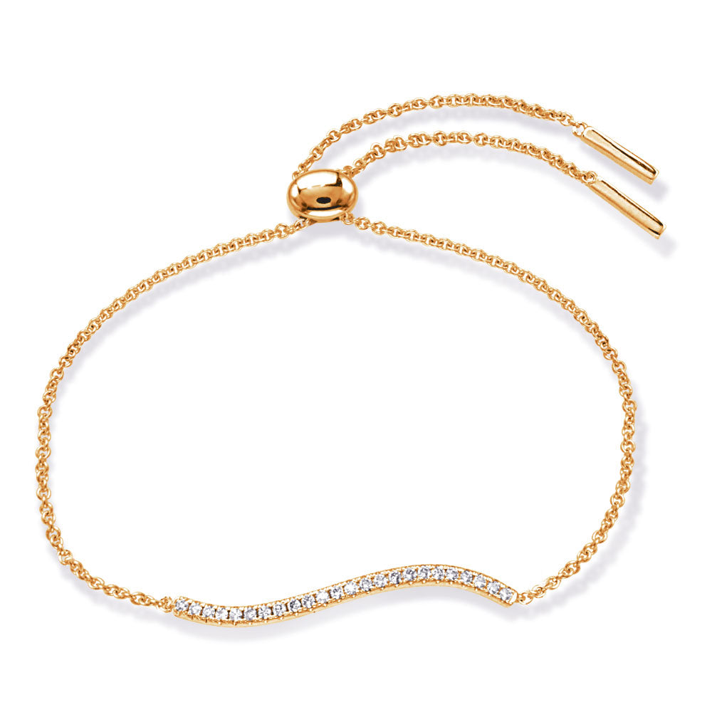 This Bracelet is available in 14K Yellow Gold. There are a total of 24 stones. There are Round with a total carat weight of 0.21 set in a Prong Set setting.