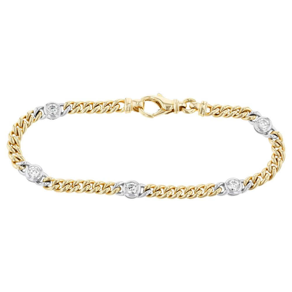 14K Yellow Gold 1.0 carat Diamonds Curb Links Bracelet
