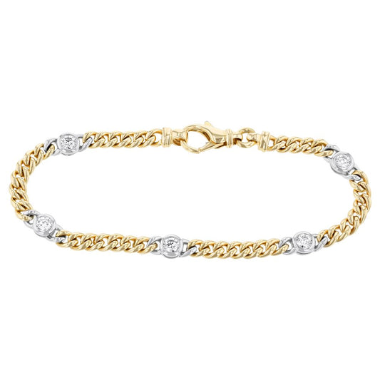 14K Yellow Gold 1.0 carat Diamonds Curb Links Bracelet