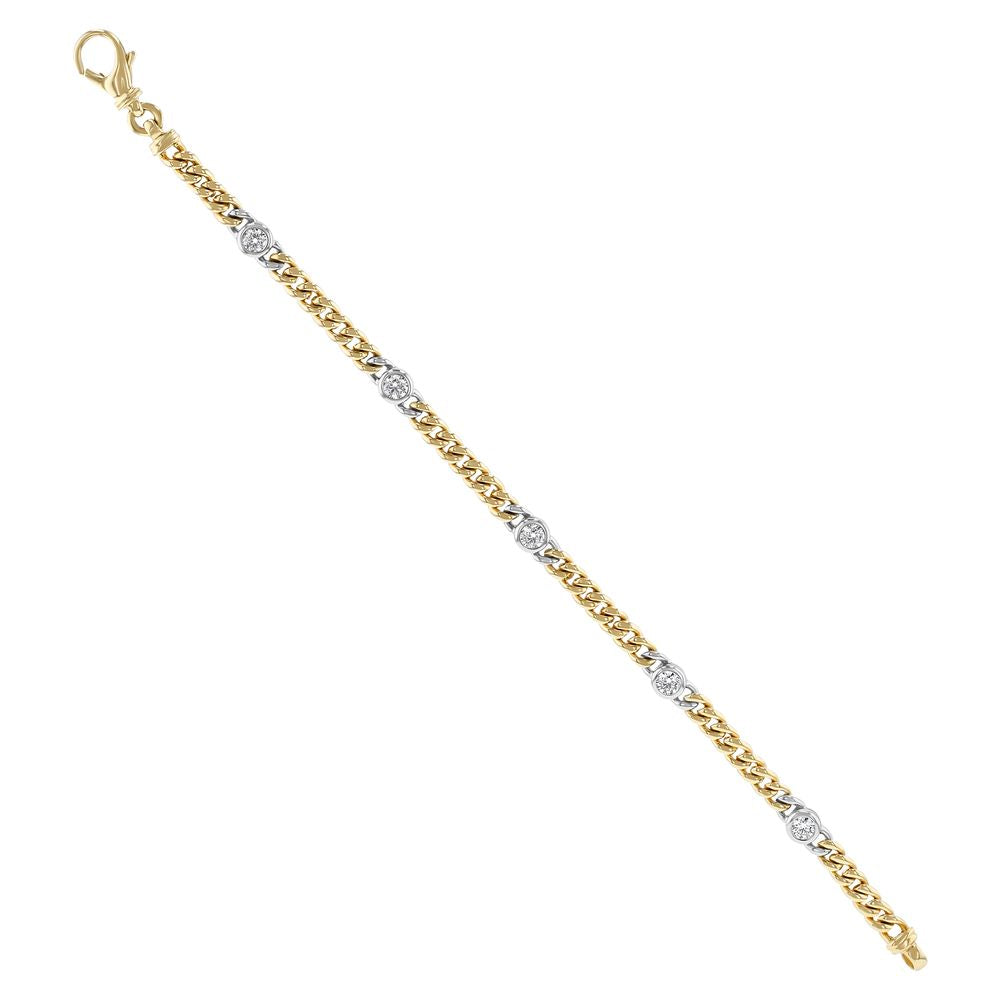 14K Yellow Gold 1.0 carat Diamonds Curb Links Bracelet