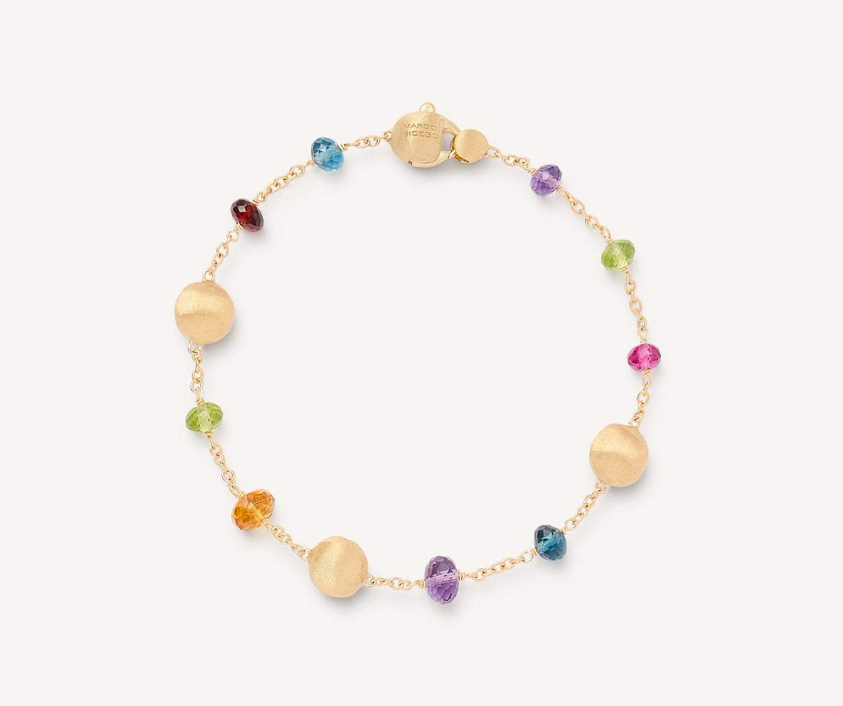18kt yellow gold mixed gemstone single-strand bracelet