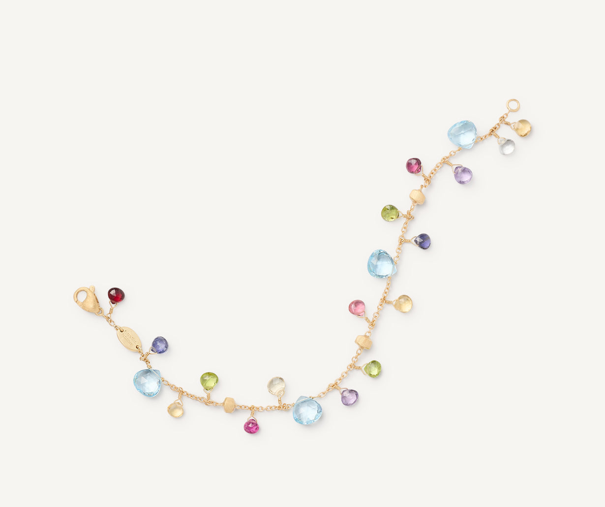 Single-strand bracelet with multicoloured gemstones
