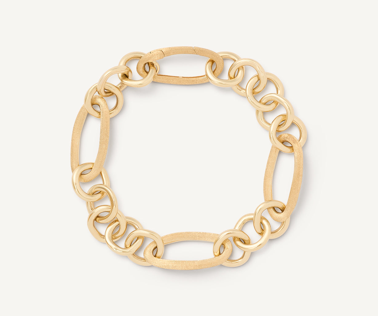 18kt yellow gold oval link bracelet with polished gold links