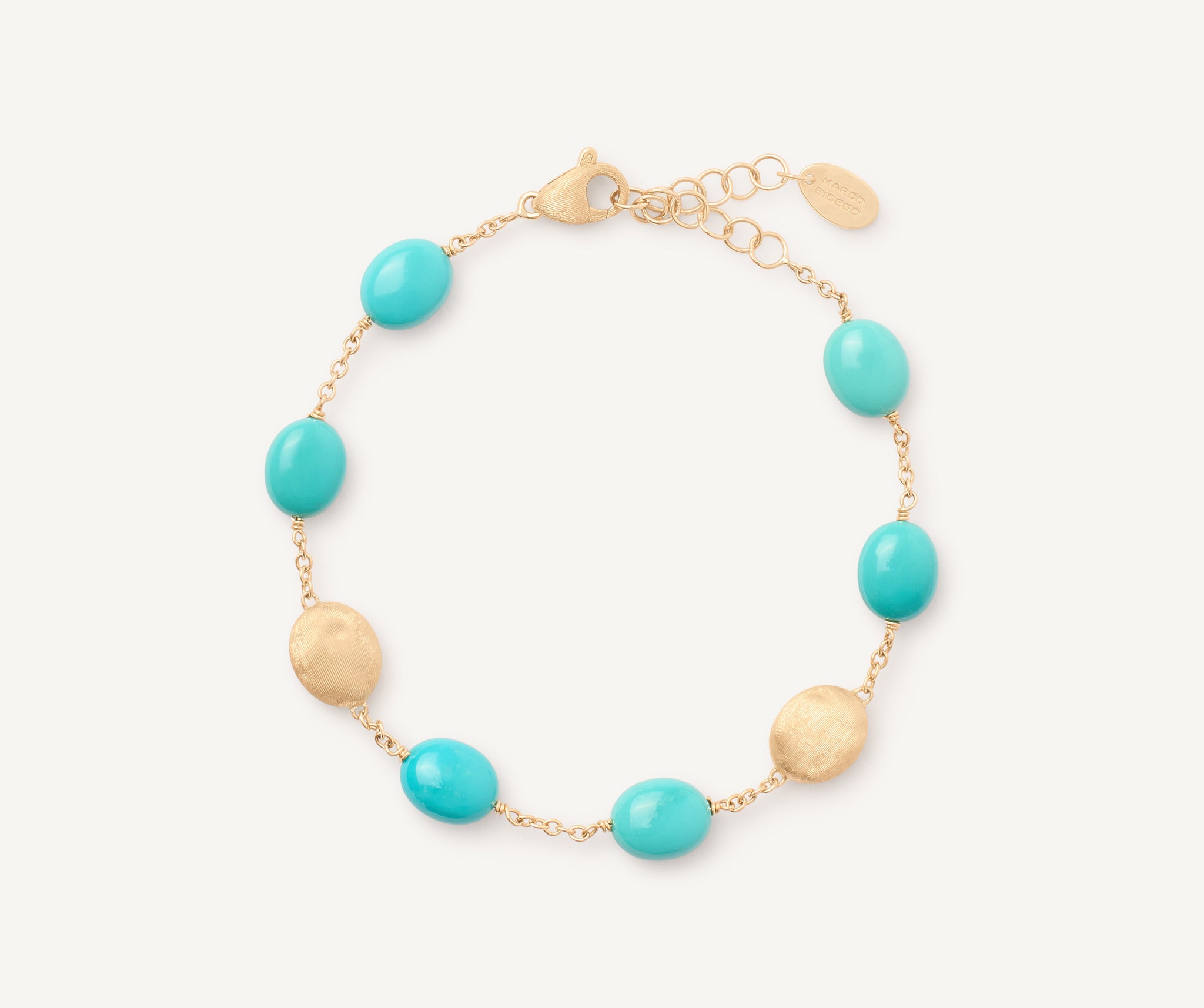 18kt yellow gold turquoise and gold bracelet
