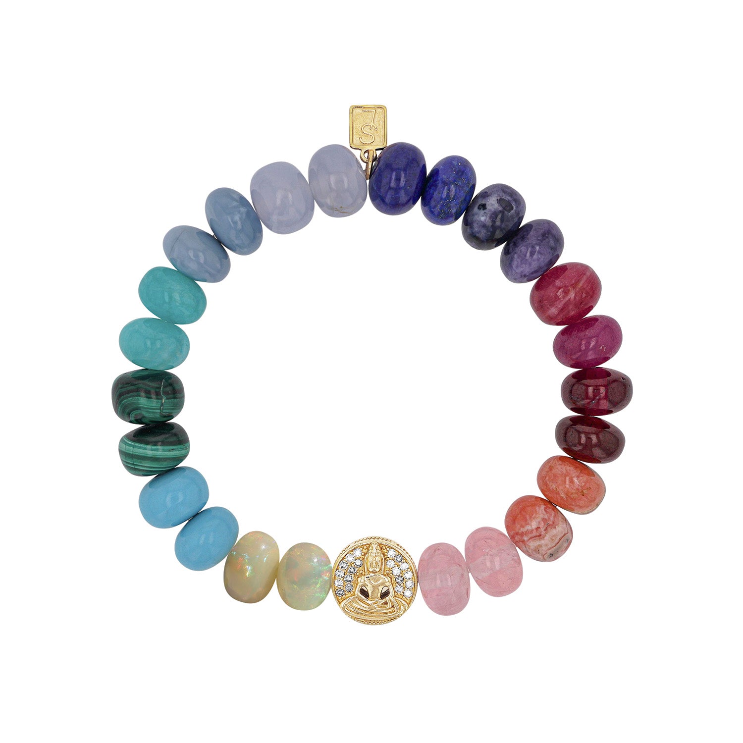 14k Gold and Gemstone Meditation Bracelet- 10mm BG000770