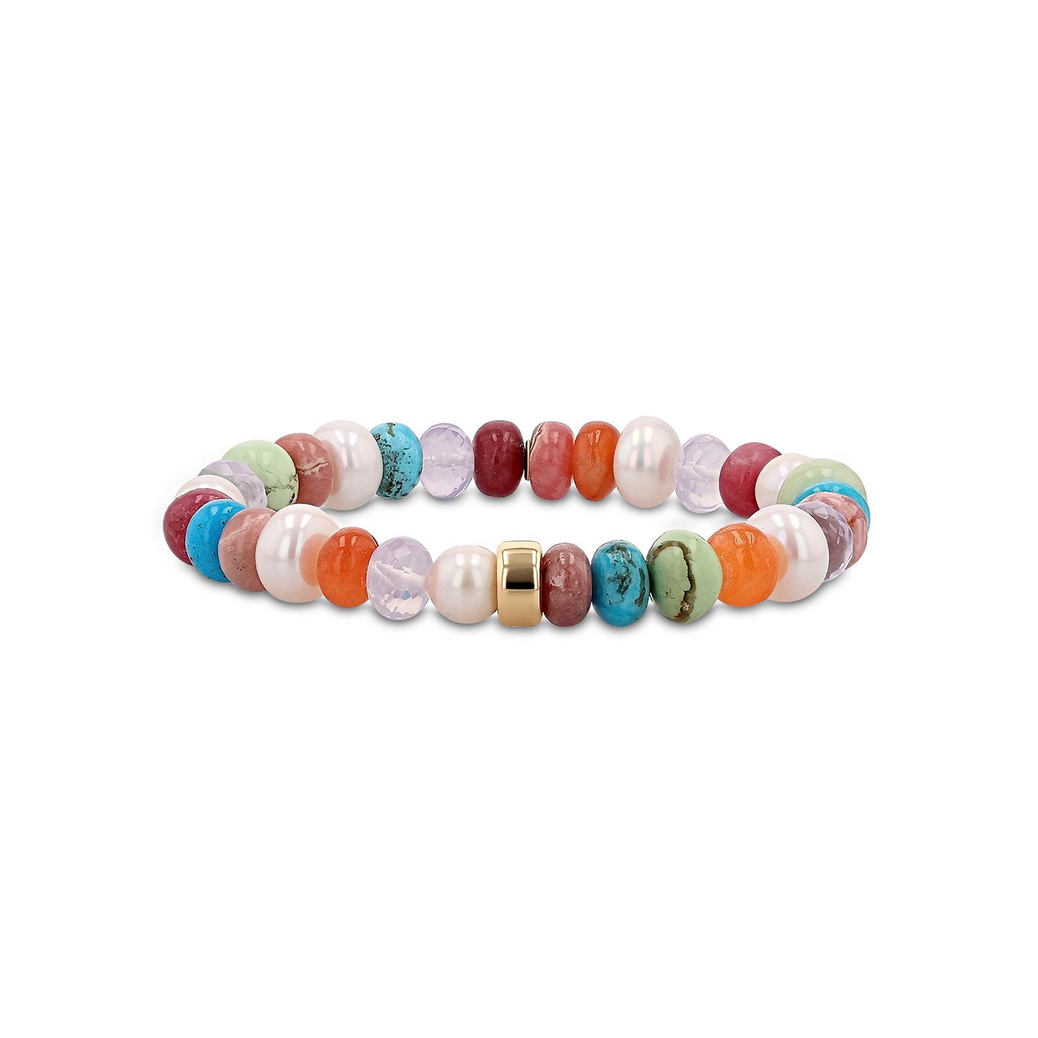 14k California Days Mix Gemstone and Pearl Bracelet with Rondelle