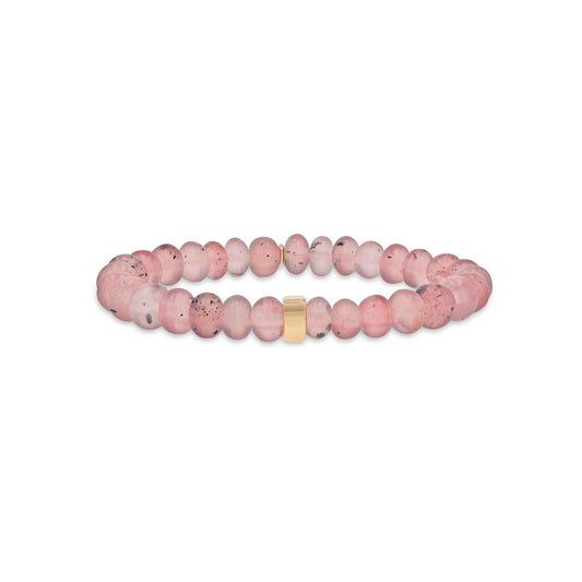 14k Rose Quartz with Inclusions Bracelet with Rondelle
