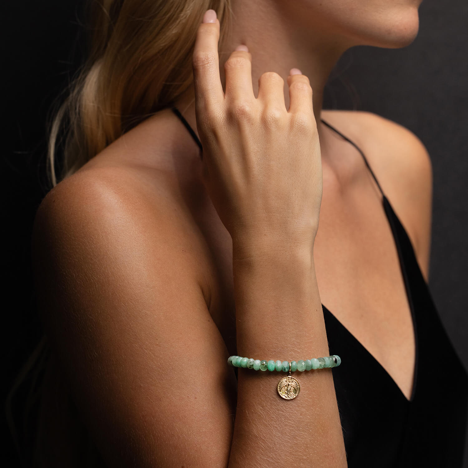 14k Emerald Bracelet with Guardian Angel Charm - 7mm BG001161