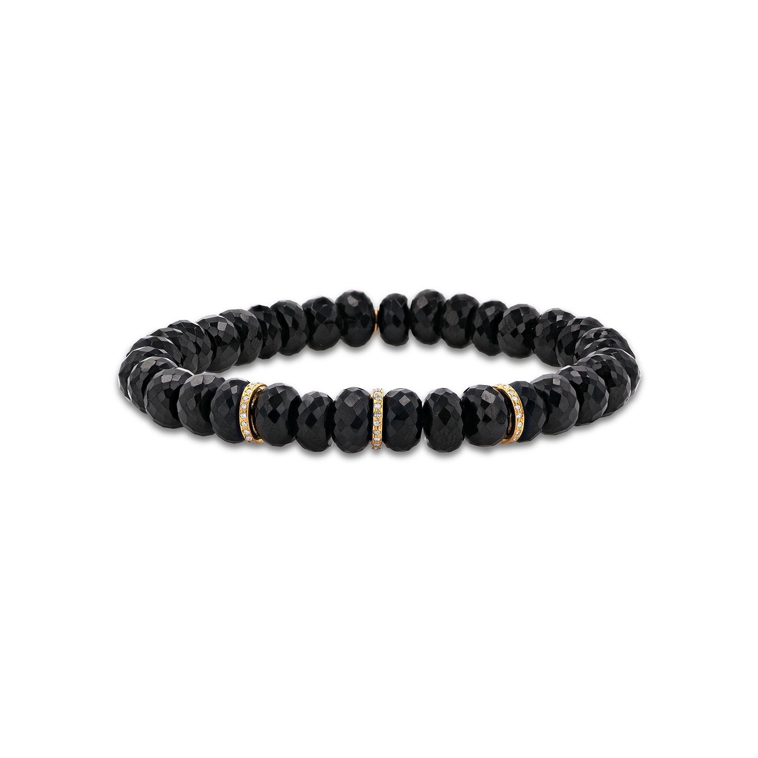 14k Spinel Beaded Bracelet with Diamond Rondelles - 8mm