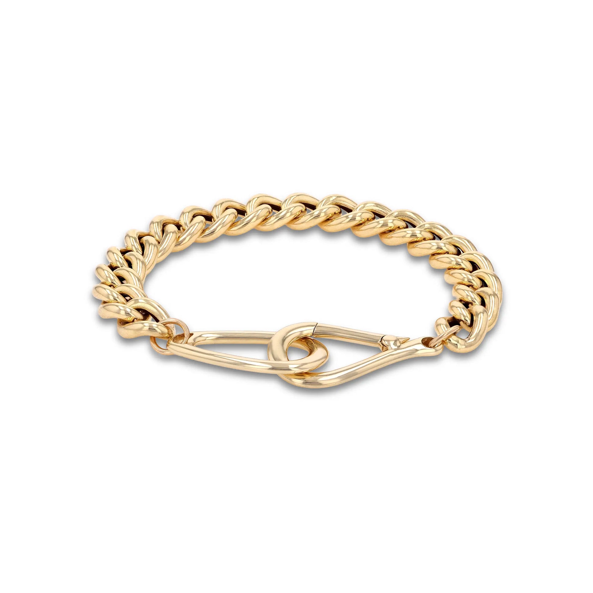 14k Curb Chain Bracelet with Heritage Buckle Clasp