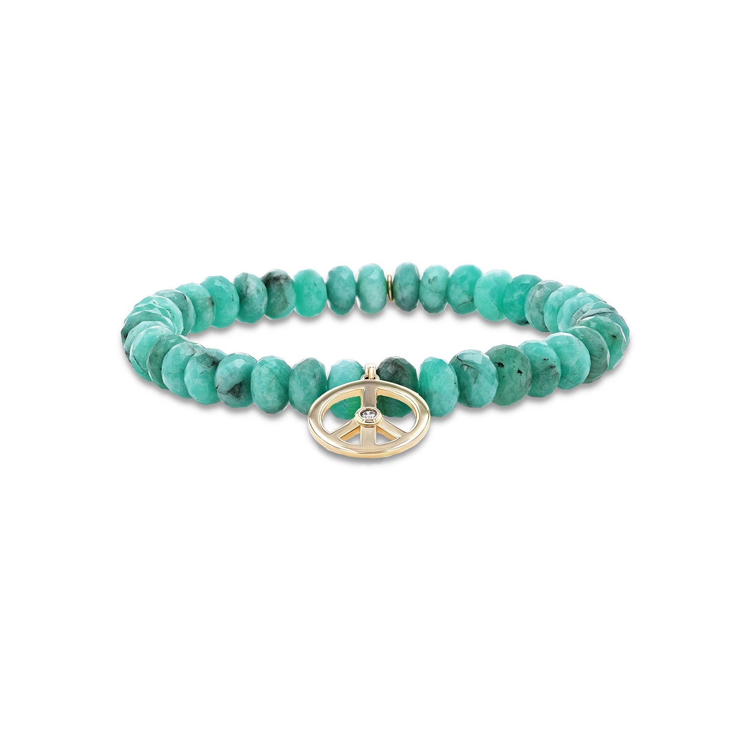 14k Emerald Bracelet with Peace Sign Charm - 7mm BG001332