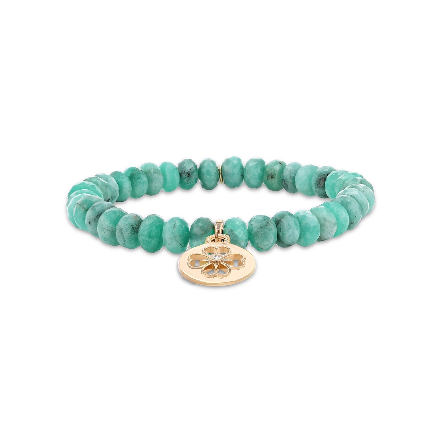 14k Emerald Bracelet with Open Clover Charm - 7mm BG001340