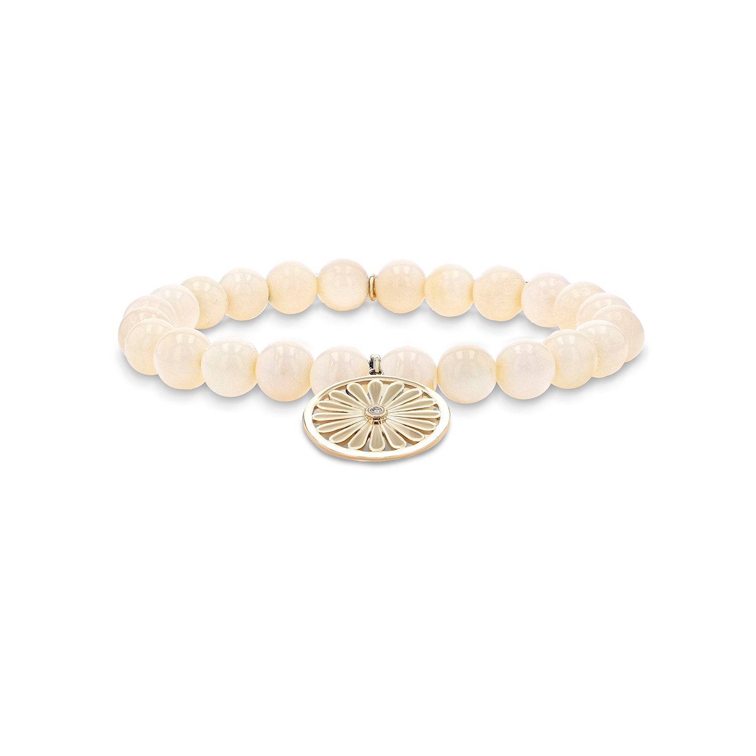 14k Bone Bracelet with Daisy Charm - 8mm BG001346