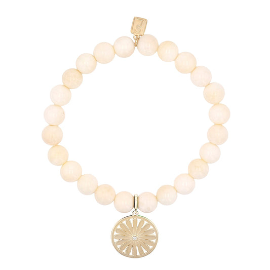 14k Bone Bracelet with Daisy Charm - 8mm