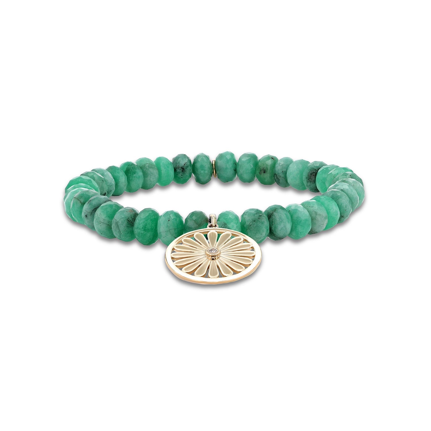 14k Emerald Bracelet with Daisy Charm - 7mm BG001348
