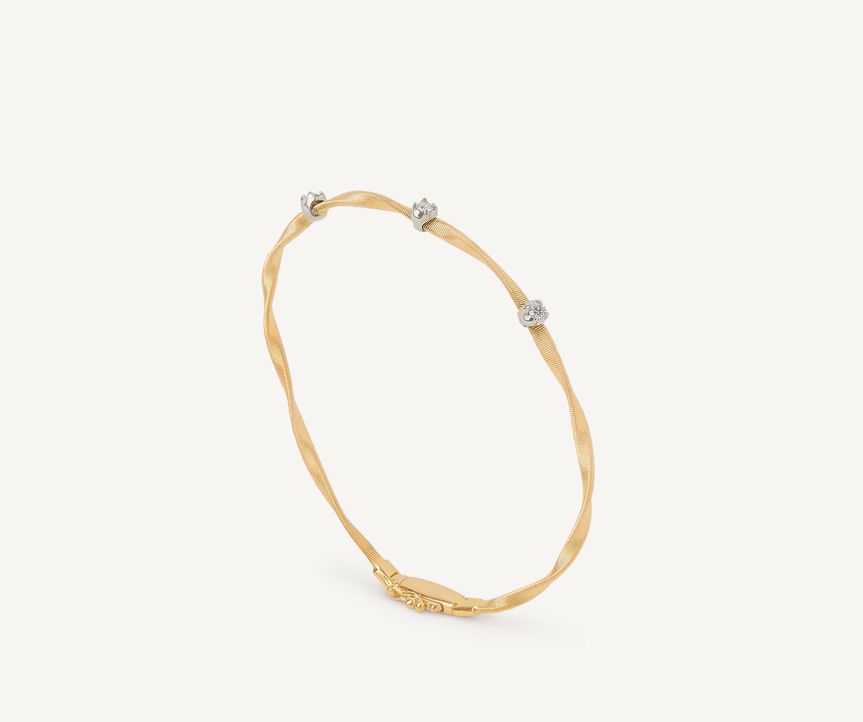 Diamond yellow gold bangle bracelet