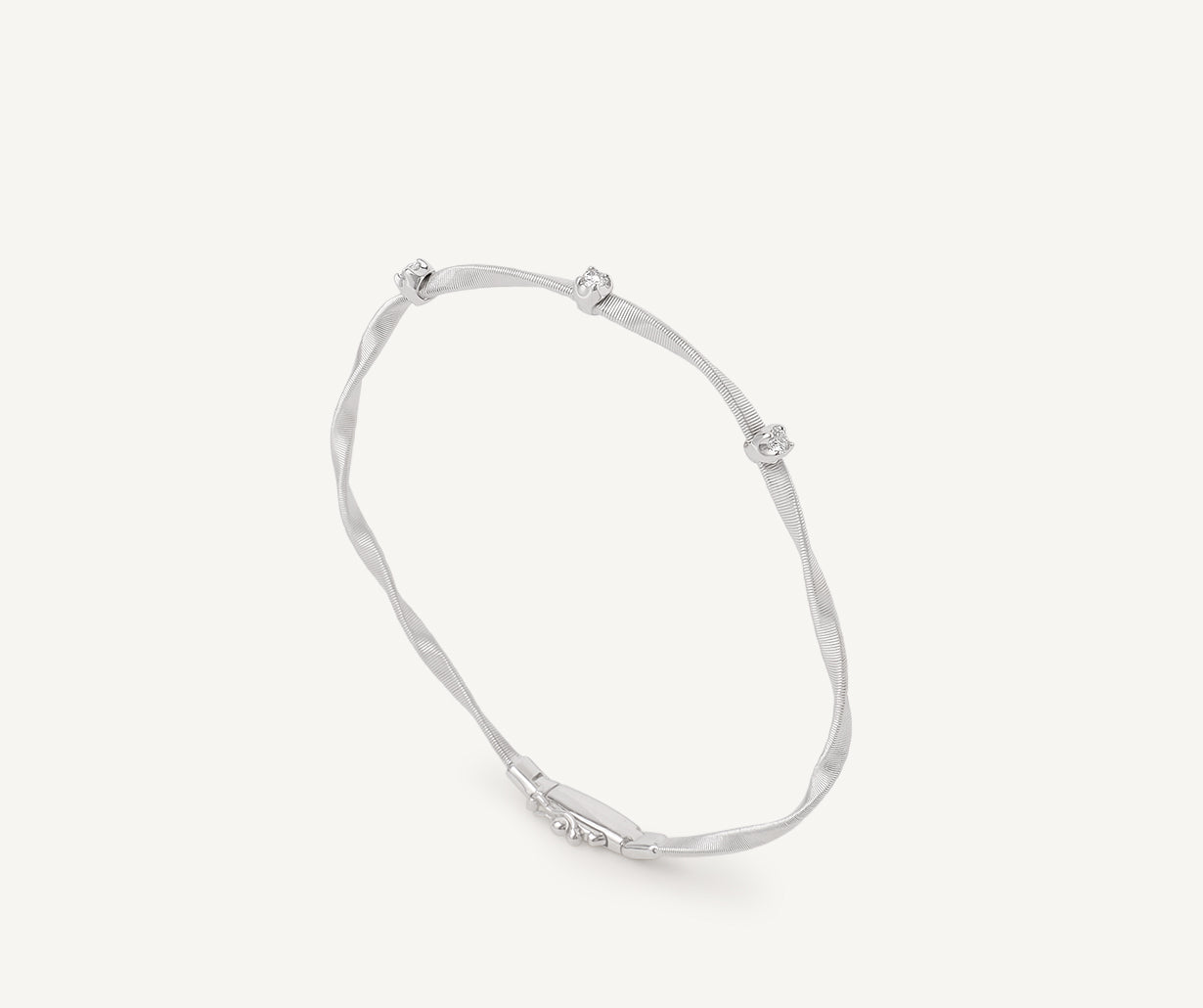 Diamond white gold bangle bracelet