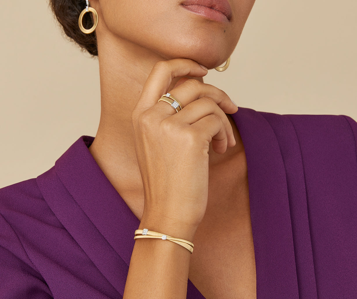 Double band diamond pavé ring