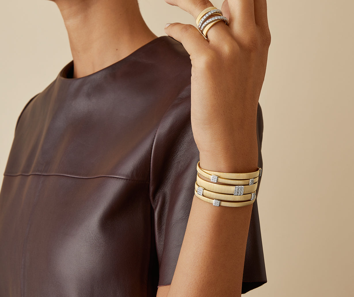 Five-strand diamond pavé bracelet