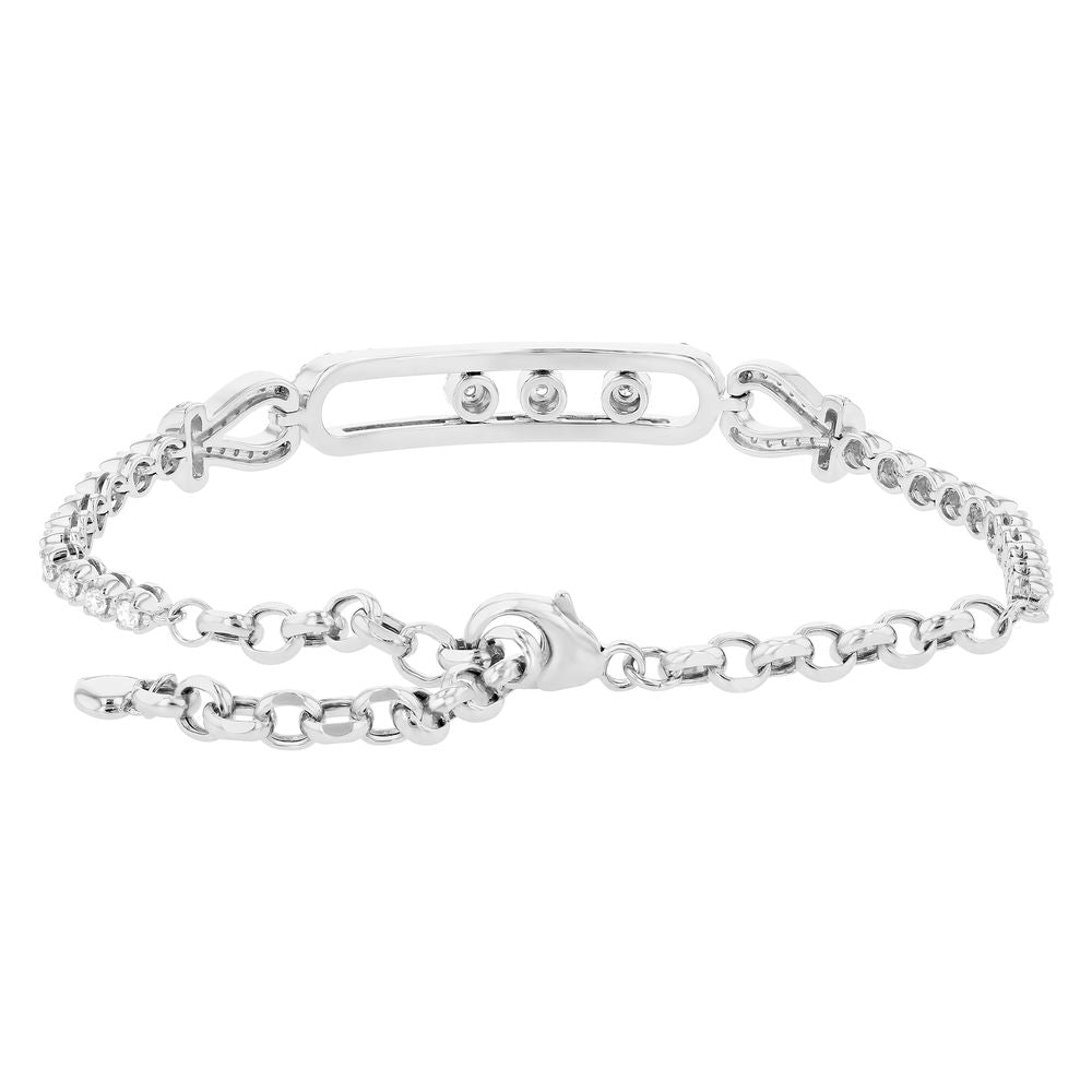 14K White Gold 1.4 carat Sliding Diamonds Adjustable Bracelet