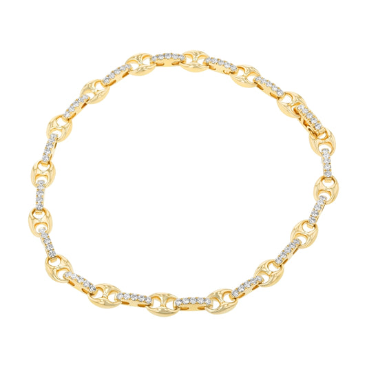 14K Yellow Gold 1.00 carat Diamonds Matiner Link Bracelet