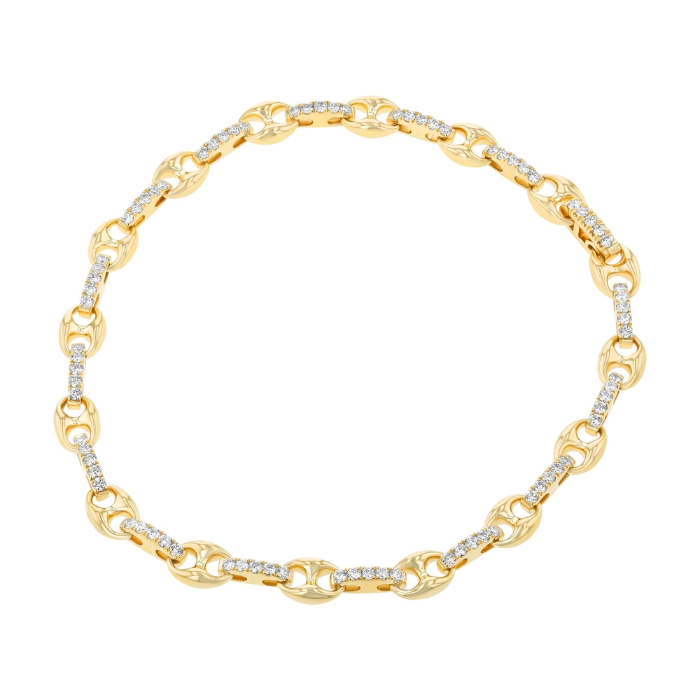 14K Yellow Gold 1.00 carat Diamonds Matiner Link Bracelet