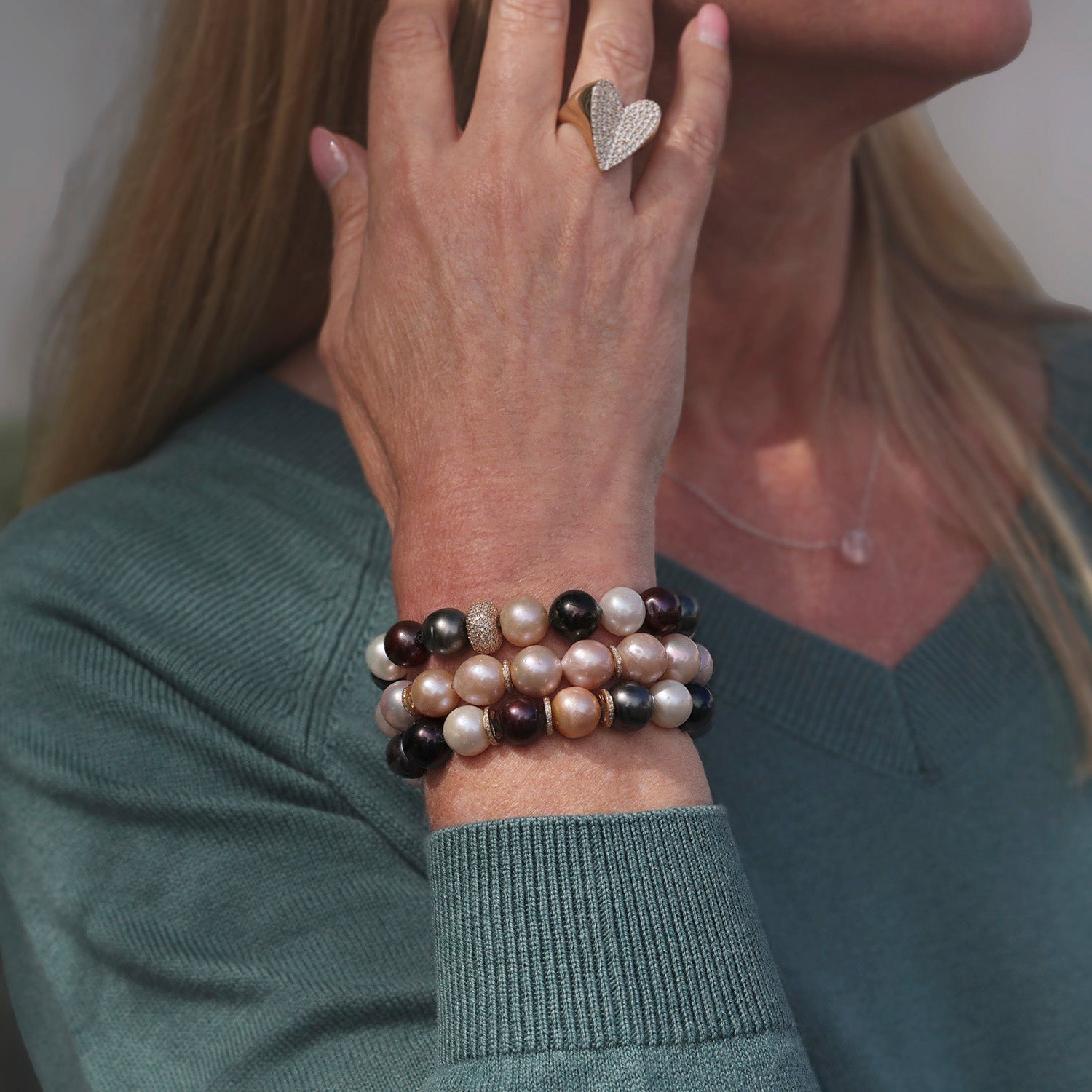 14k Pacific Coast Pearl Stack - Multi Color Pearls - One of a Kind BNDL31