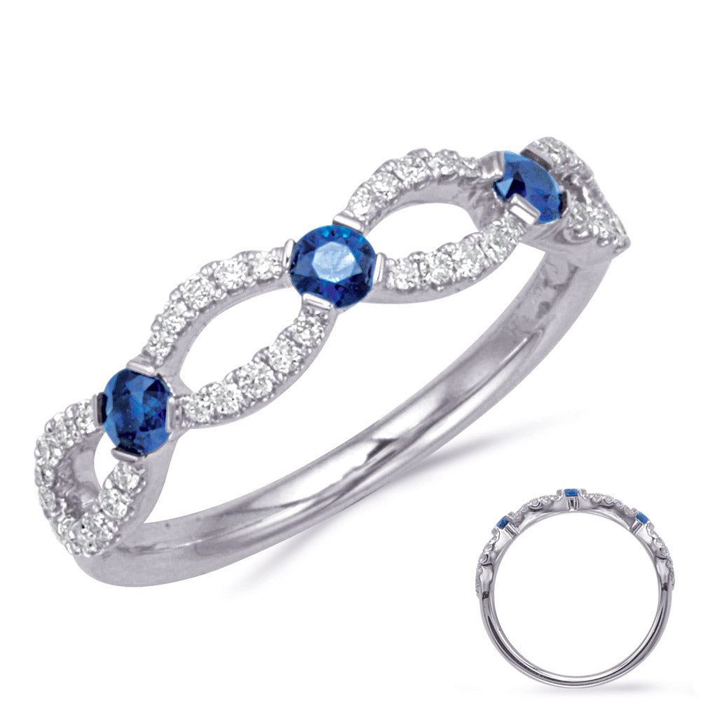 This Gem Stone Ring is available in 14K White Gold. There are a total of 45 stones. There are Rounds with a total carat weight of 0.22 set in a Micro Prong|Prong Set setting.There are Sapphire stones with a total carat weight of 0.32 set in a Micro Prong|Prong Set.