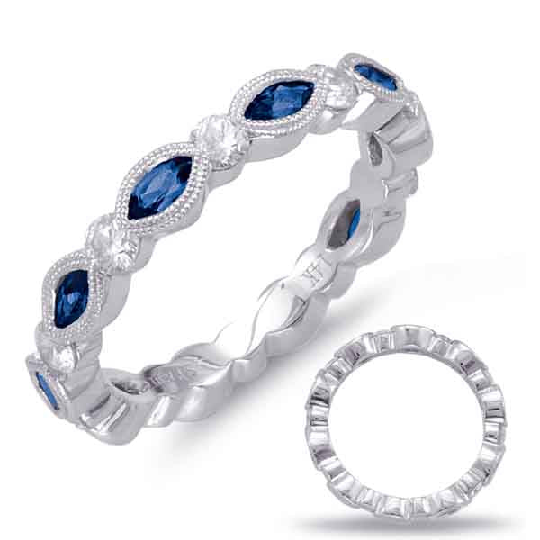 This Gem Stone Ring is available in 14K White Gold. There are a total of 15 stones. There are Rounds with a total carat weight of 0.52 set in a Bezel Set|Channel Set setting.There are Sapphire stones with a total carat weight of 0.88 set in a Bezel Set|Channel Set.