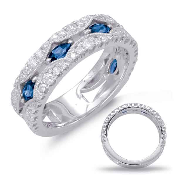 This Gem Stone Ring is available in 14K White Gold. There are a total of 56 stones. There are Rounds with a total carat weight of 0.58 set in a Micro Prong|Prong Set setting.There are Sapphire stones with a total carat weight of 1.26 set in a Micro Prong|Prong Set.