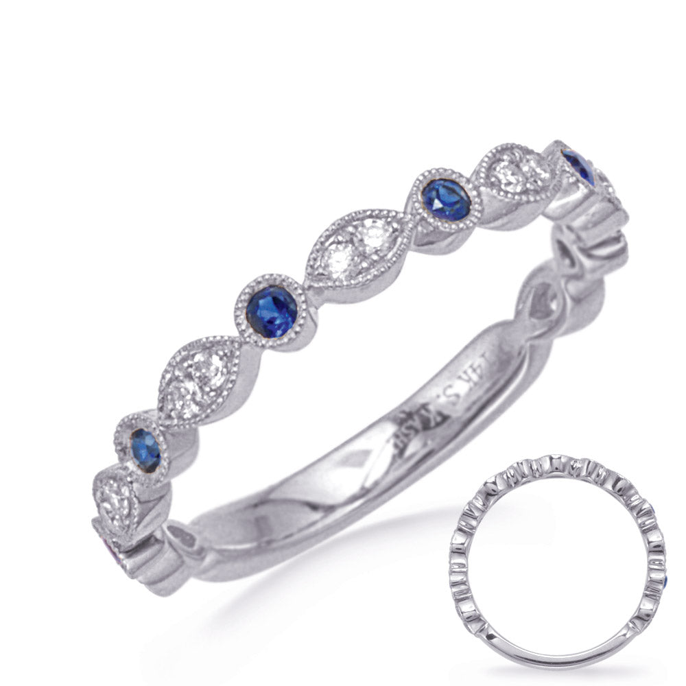 This Gem Stone Ring is available in 14K White Gold. There are a total of 20 stones. There are Rounds with a total carat weight of 0.15 set in a Bezel Set|Micro Prong setting.There are Sapphire stones with a total carat weight of 0.17 set in a Bezel Set|Micro Prong.