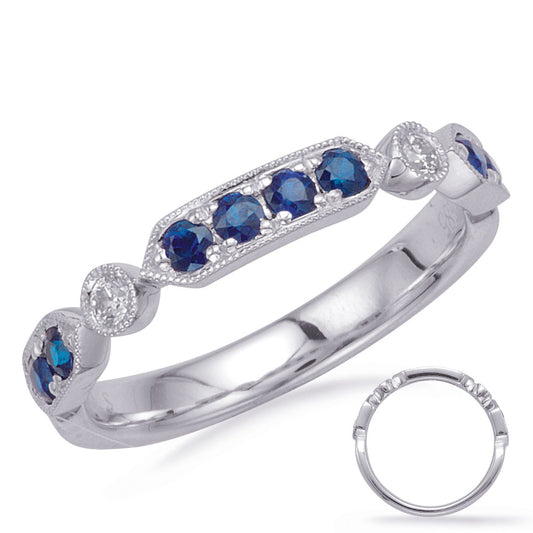 This Gem Stone Ring is available in 14K White Gold. There are a total of 10 stones. There are Rounds with a total carat weight of 0.07 set in a Bezel Set|Prong Set setting.There are Sapphire stones with a total carat weight of 0.35 set in a Bezel Set|Prong Set.