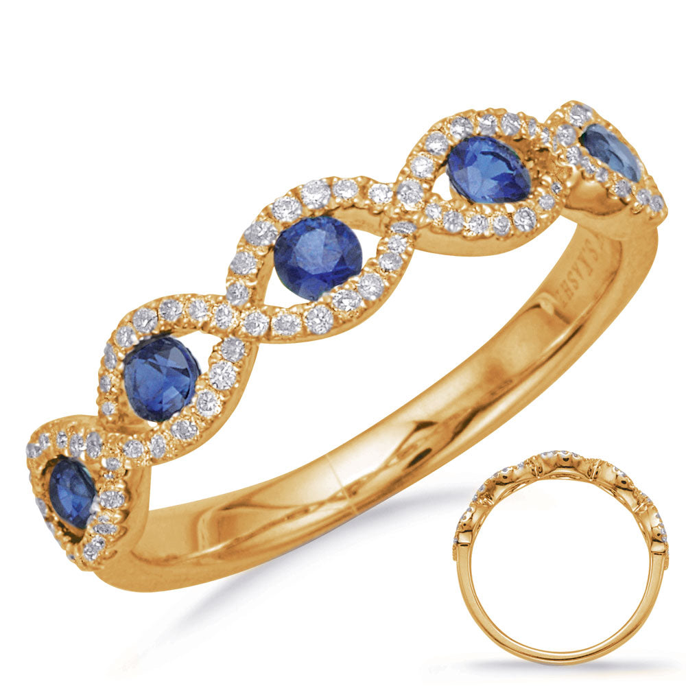This Gem Stone Ring is available in 14K Yellow Gold. There are a total of 81 stones. There are Rounds with a total carat weight of 0.25 set in a Channel Set|Micro Prong setting.There are Sapphire stones with a total carat weight of 0.44 set in a Channel Set|Micro Prong.