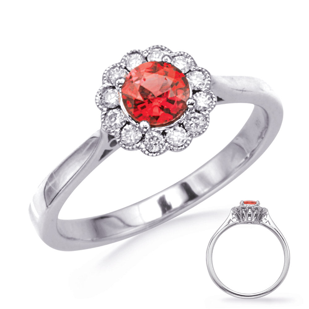 This Gem Stone Ring is available in 14K White Gold. There are a total of 13 stones. There are Rounds with a total carat weight of 0.16 set in a Prong Set setting.There are Ruby stones with a total carat weight of 0.68 set in a Prong Set.