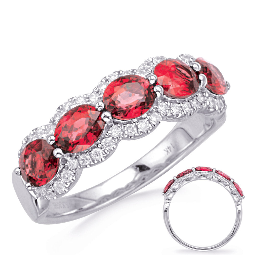 This Gem Stone Ring is available in 14K White Gold. There are a total of 51 stones. There are Rounds with a total carat weight of 0.29 set in a Micro Prong|Prong Set setting.There are Ruby stones with a total carat weight of 1.87 set in a Micro Prong|Prong Set.