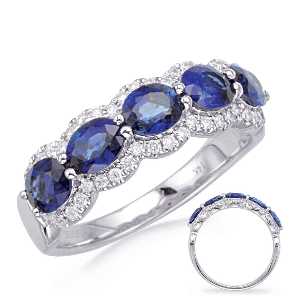 This Gem Stone Ring is available in 14K White Gold. There are a total of 51 stones. There are Rounds with a total carat weight of 0.29 set in a Micro Prong|Prong Set setting.There are Sapphire stones with a total carat weight of 2.09 set in a Micro Prong|Prong Set.