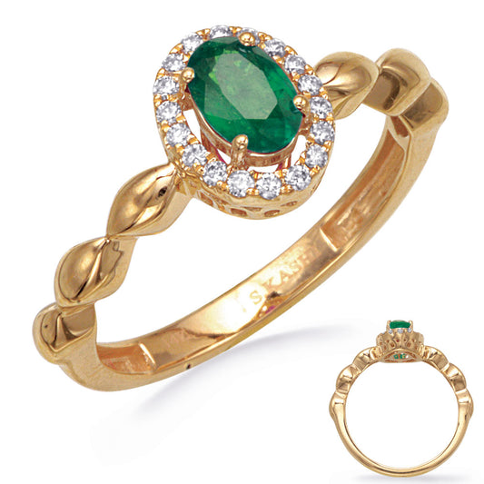 This Gem Stone Ring is available in 14K Yellow Gold. There are a total of 19 stones. There are Emerald with a total carat weight of 0.45 set in a Micro Prong setting.There are Rounds stones with a total carat weight of 0.12 set in a Micro Prong.