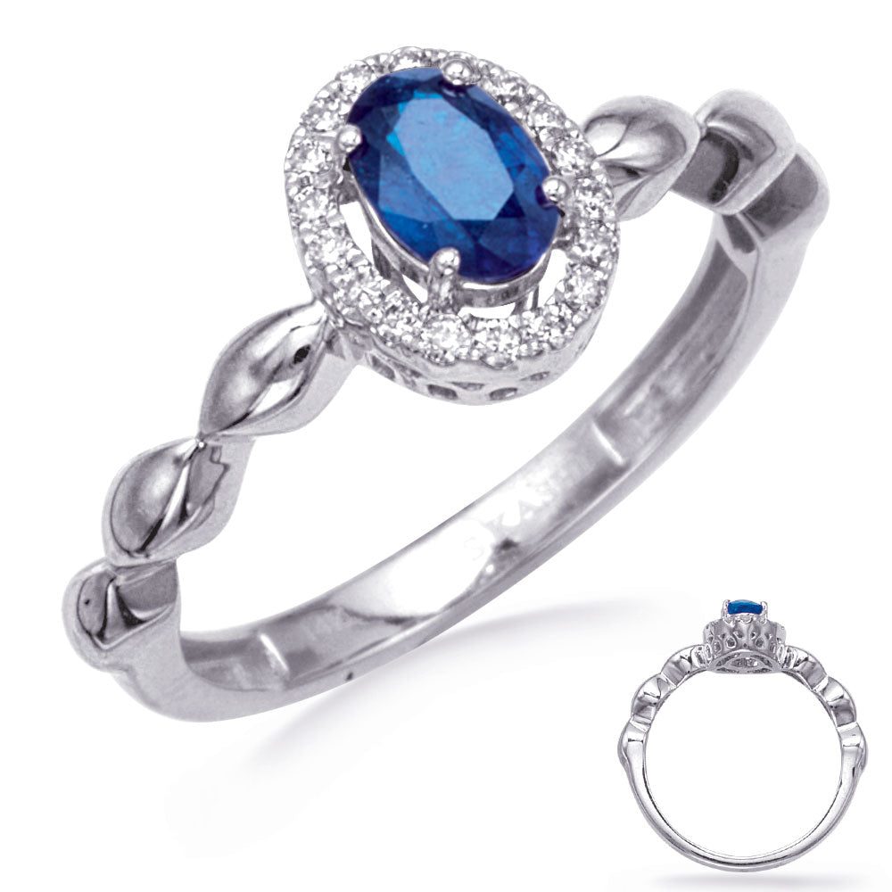 This Gem Stone Ring is available in 14K White Gold. There are a total of 19 stones. There are Rounds with a total carat weight of 0.12 set in a Micro Prong setting.There are Sapphire stones with a total carat weight of 0.45 set in a Micro Prong.