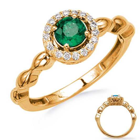 This Gem Stone Ring is available in 14K Yellow Gold. There are a total of 19 stones. There are Emerald with a total carat weight of 0.51 set in a Prong Set setting.There are Rounds stones with a total carat weight of 0.13 set in a Prong Set.