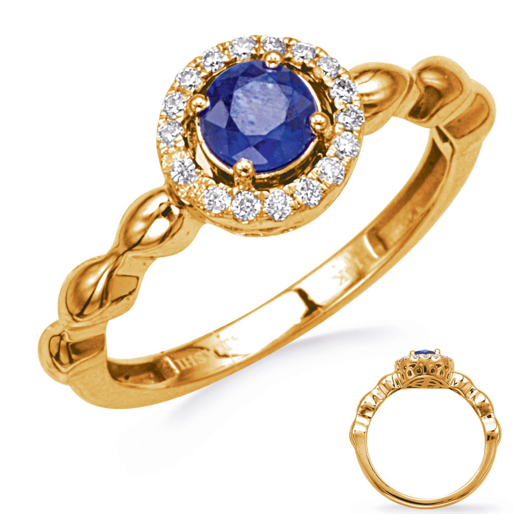 This Gem Stone Ring is available in 14K Yellow Gold. There are a total of 19 stones. There are Rounds with a total carat weight of 0.13 set in a Prong Set setting.There are Sapphire stones with a total carat weight of 0.58 set in a Prong Set.