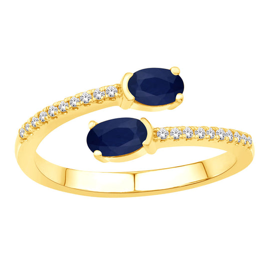 This Gem Stone Ring is available in 14K Yellow Gold. There are a total of 22 stones. There are Rounds with a total carat weight of 0.1 set in a Micro Prong|Prong Set setting.There are Sapphire stones with a total carat weight of 0.64 set in a Micro Prong|Prong Set.