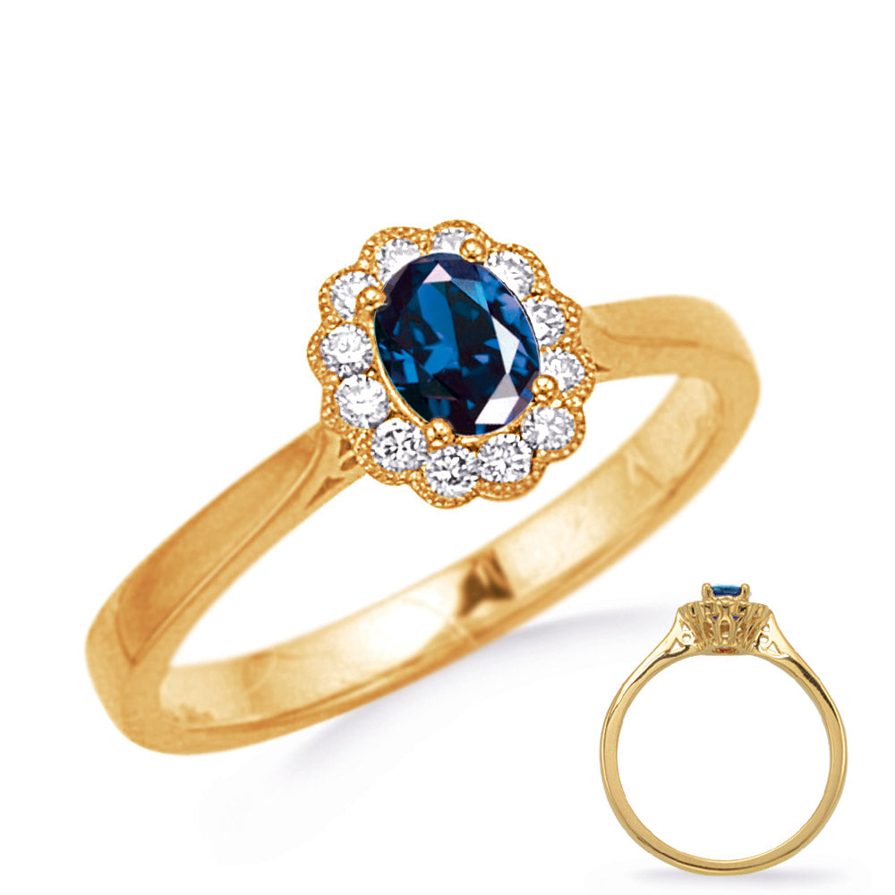 This Gem Stone Ring is available in 14K Yellow Gold. There are a total of 13 stones. There are Rounds with a total carat weight of 0.17 set in a Micro Prong setting.There are Sapphire stones with a total carat weight of 0.45 set in a Micro Prong.