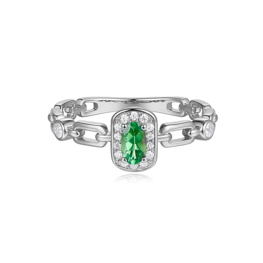 This Gem Stone Ring is available in 14K White Gold. There are a total of 17 stones. There are Rounds with a total carat weight of 0.13 set in a Micro Prong|Prong Set setting.