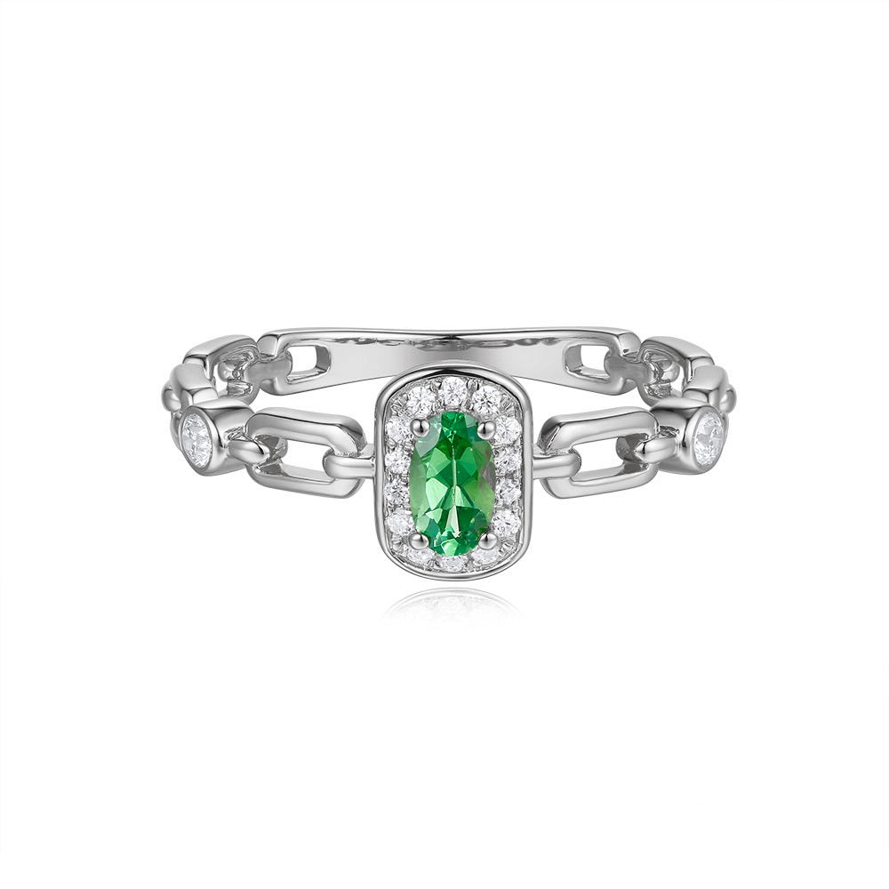 This Gem Stone Ring is available in 14K White Gold. There are a total of 17 stones. There are Rounds with a total carat weight of 0.13 set in a Micro Prong|Prong Set setting.