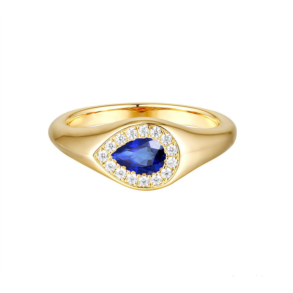 This Gem Stone Ring is available in 14K Yellow Gold. There are a total of 16 stones. There are Rounds with a total carat weight of 0.12 set in a Prong Set setting.There are Sapphire stones with a total carat weight of 0.49 set in a Prong Set.