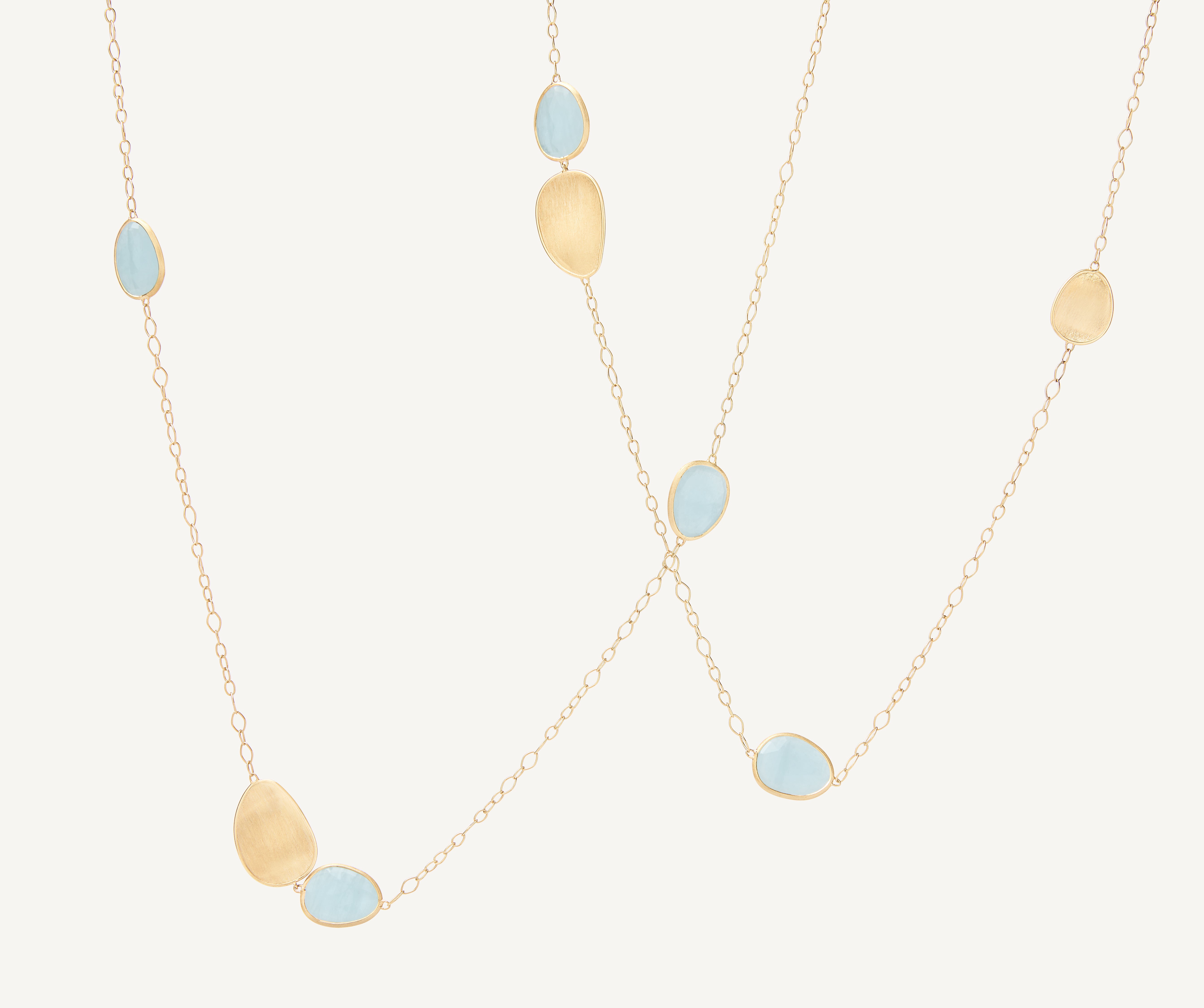 18K Yellow Gold Aquamarine Long Necklace