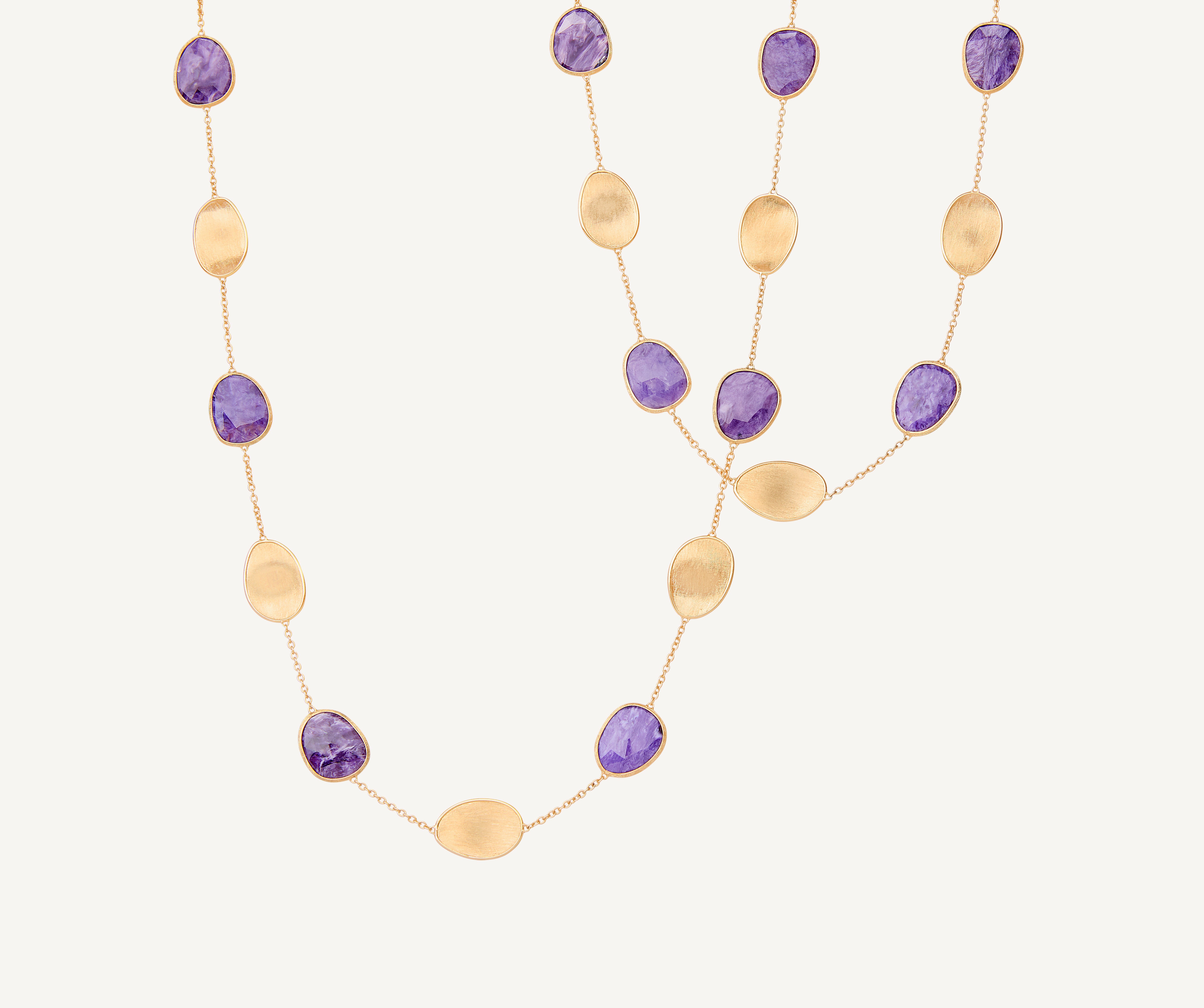 18K Yellow Gold Long Necklace with Charoite